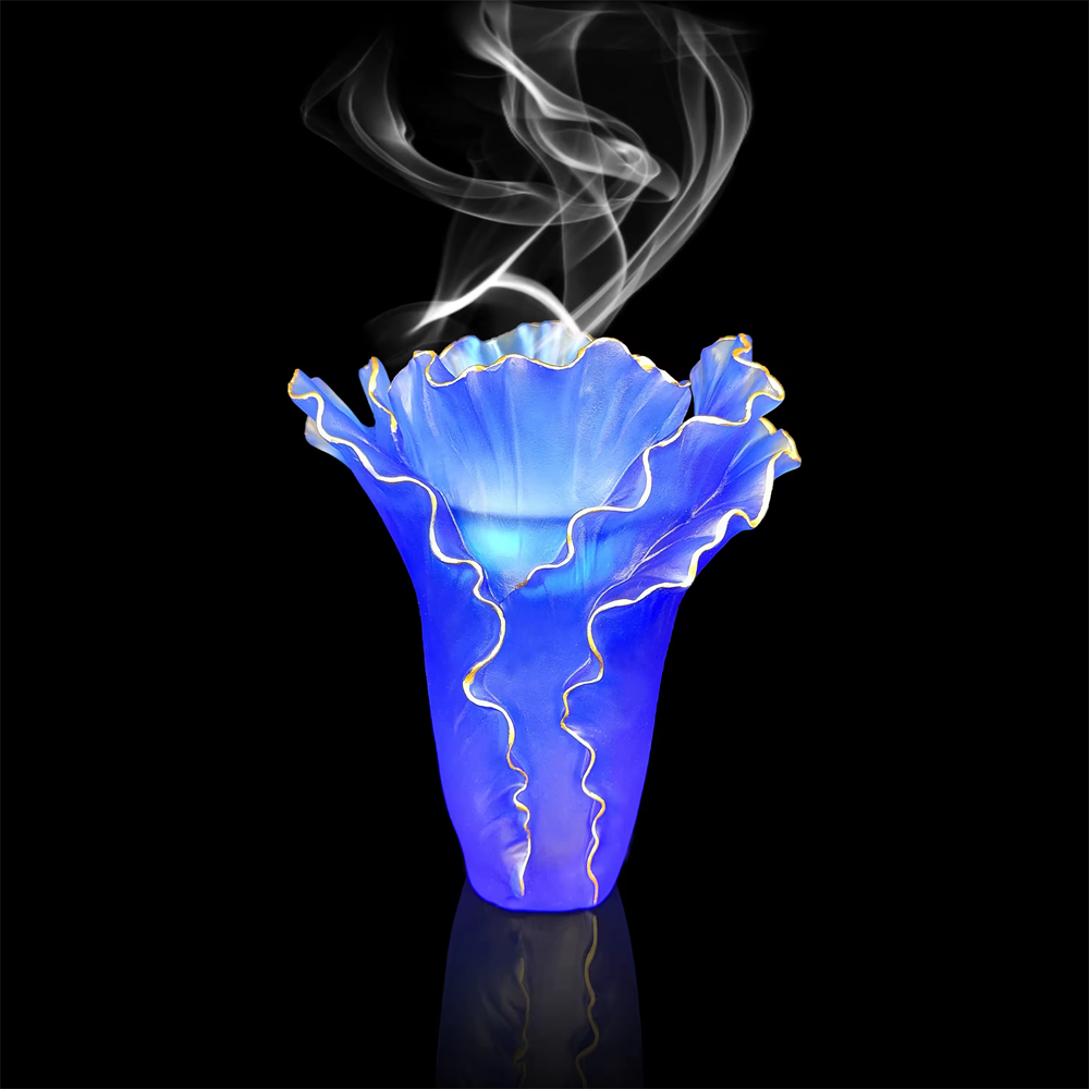 Handmade crystal evaporator poppy medkhan burner colorful crystal vase mabkhara crystal burner