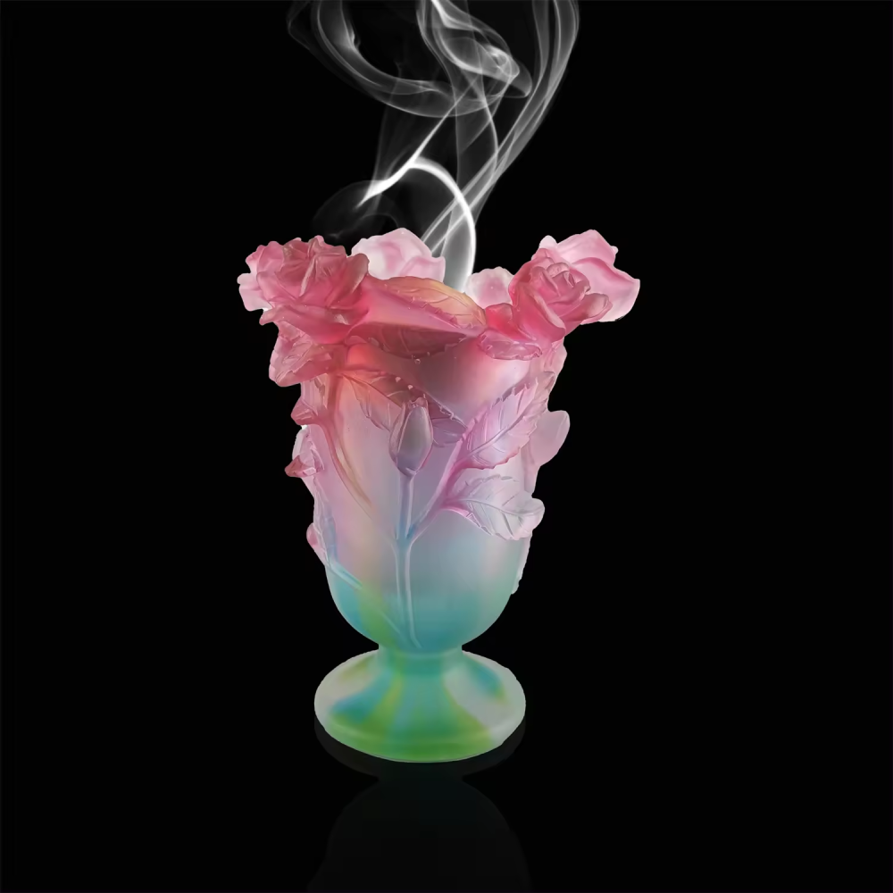2022 New Crystal Bukhoor Oud Burner Rose Flower Art Burner Suitable For Family Decoration