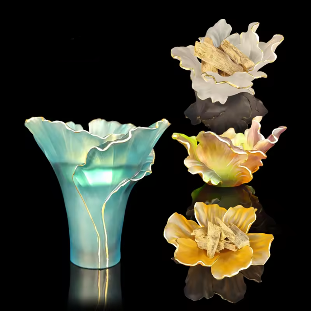 Crystal Medkhan Incense Burner Colorful Vase Mabkhara Crystal Burner Crystal Plate