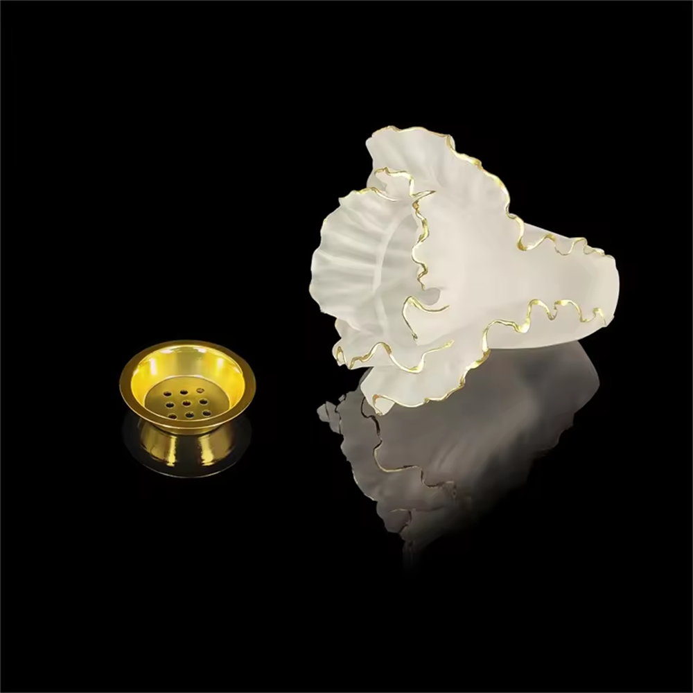 New design mini crystal bakhoor burner glass burner with a wavy gold line