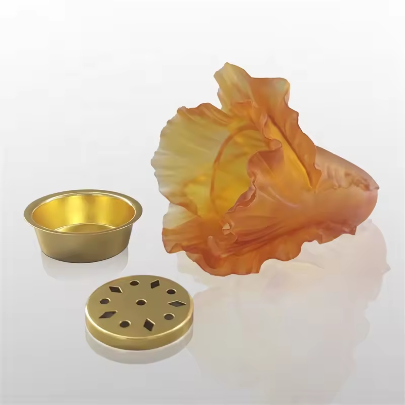 Handmade crystal poppy medkhan burner colorful crystal tulip vase gift Liuli