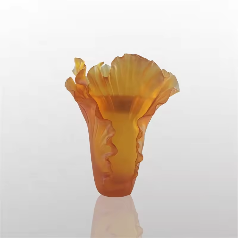 Handmade crystal poppy medkhan burner colorful crystal tulip vase gift Liuli