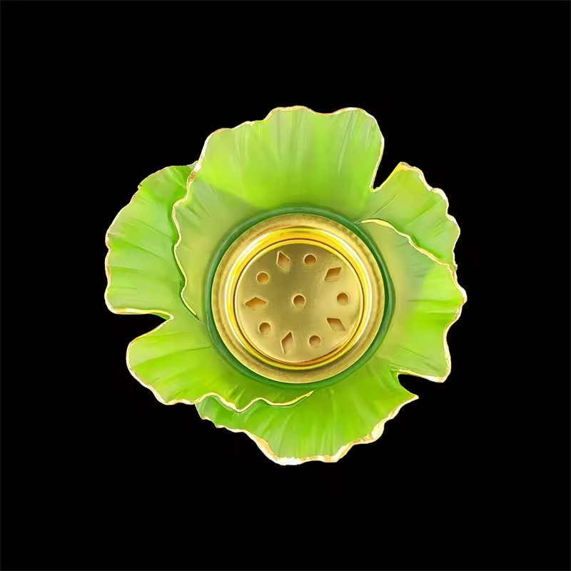 European style ginkgo leaf shape crystal burner sprcial crystal censer green glass vase