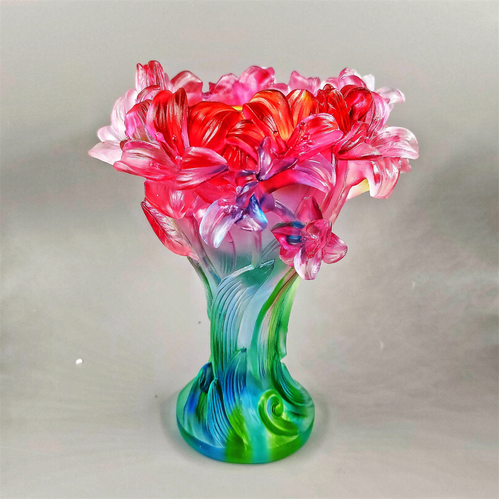 Handmade crystal daffodils medkhan burner colorful crystal daffodils vase gift Liuli