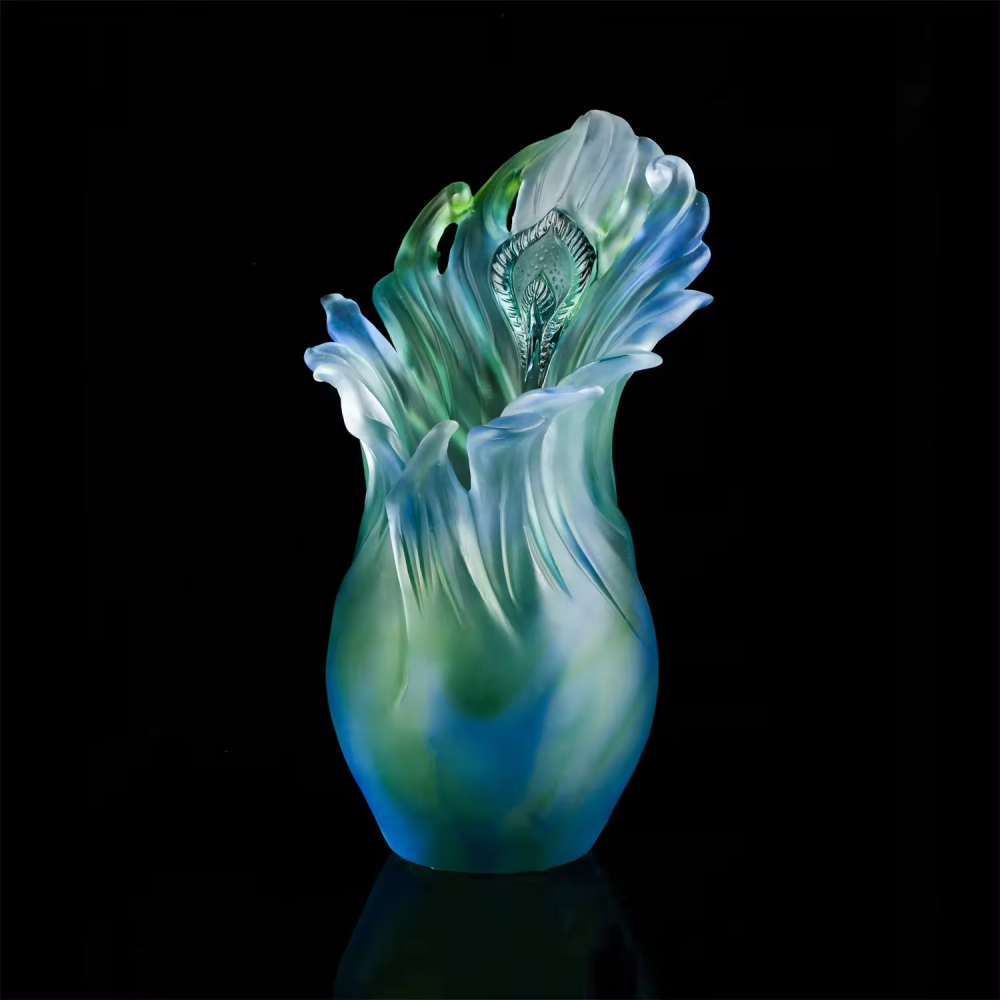 2022 beautiful design colorful crystal glass flower vase unique shape vase