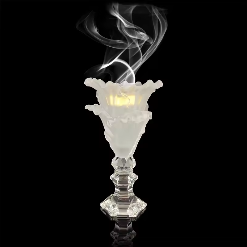2022 latst arabic style crystal flower shape incense mubkhar beautiful glass burner