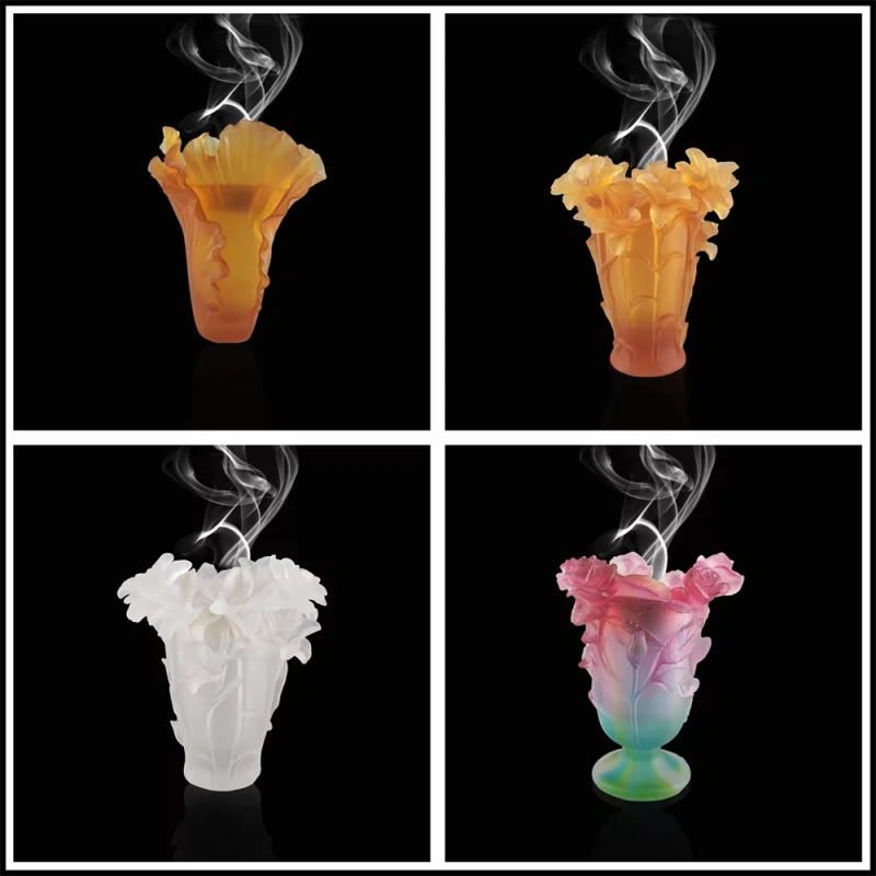 Arabic style handmade crystal incense burner oud bakhoor glass jar for home decor gift