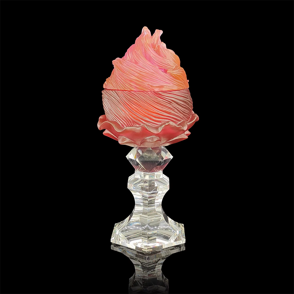 Handmade crystal evaporator poppy medkhan burner colorful crystal vase mabkhara crystal burner