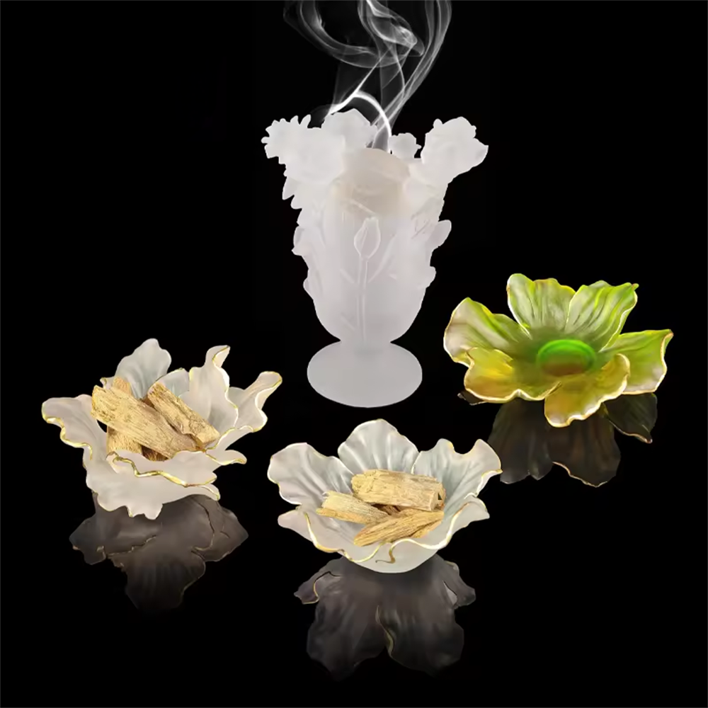 Crystal Madkhan Burner Mubkhar Bakhoor Islamic Gift Censer Crystal Incense Burner Set Plate Outline In Gold