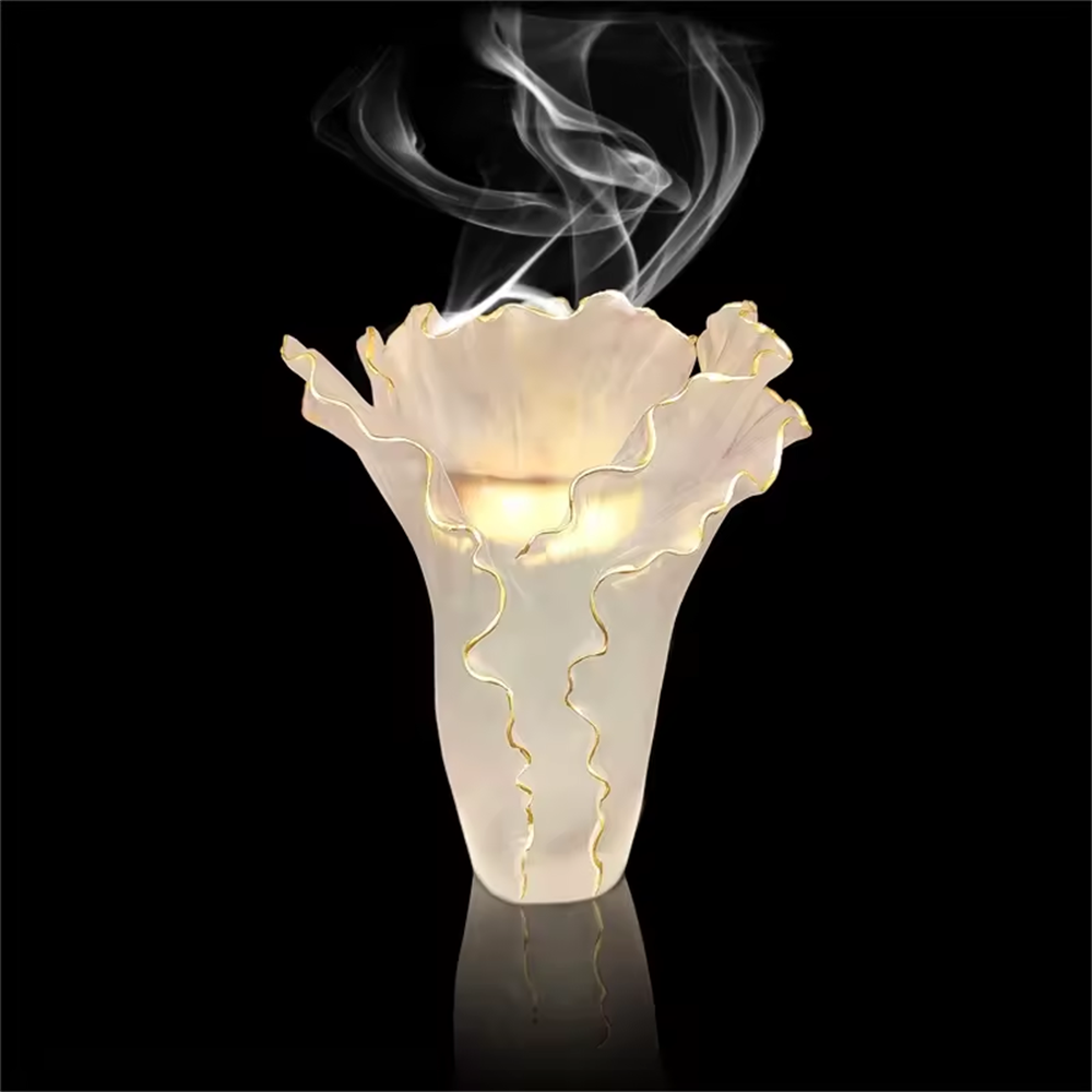 2022 latest crystal bakhoor incense burner gold painting incense holder for home decor