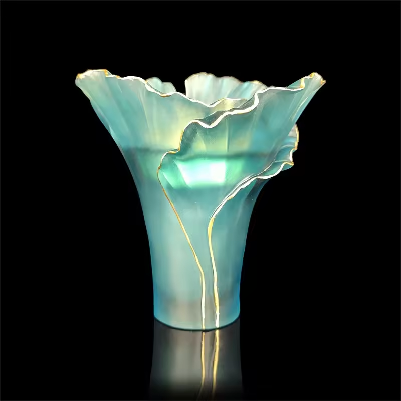 Factory Price Wholesale Arabic Bakhoor Burner Blue Glass Flower Vase Giveaways Gifts