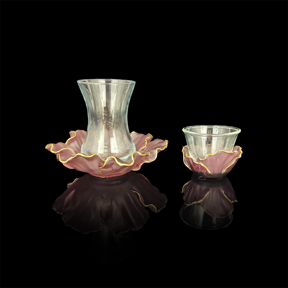 Arabic Coffee Cup Middle East Style Cup Set Outline In Gold Crystal Tea Saucer Painted Gold