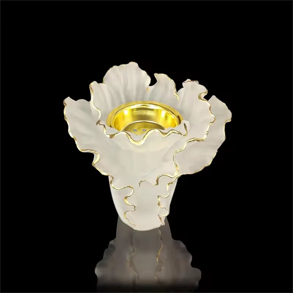 New design mini crystal bakhoor burner glass burner with a wavy gold line