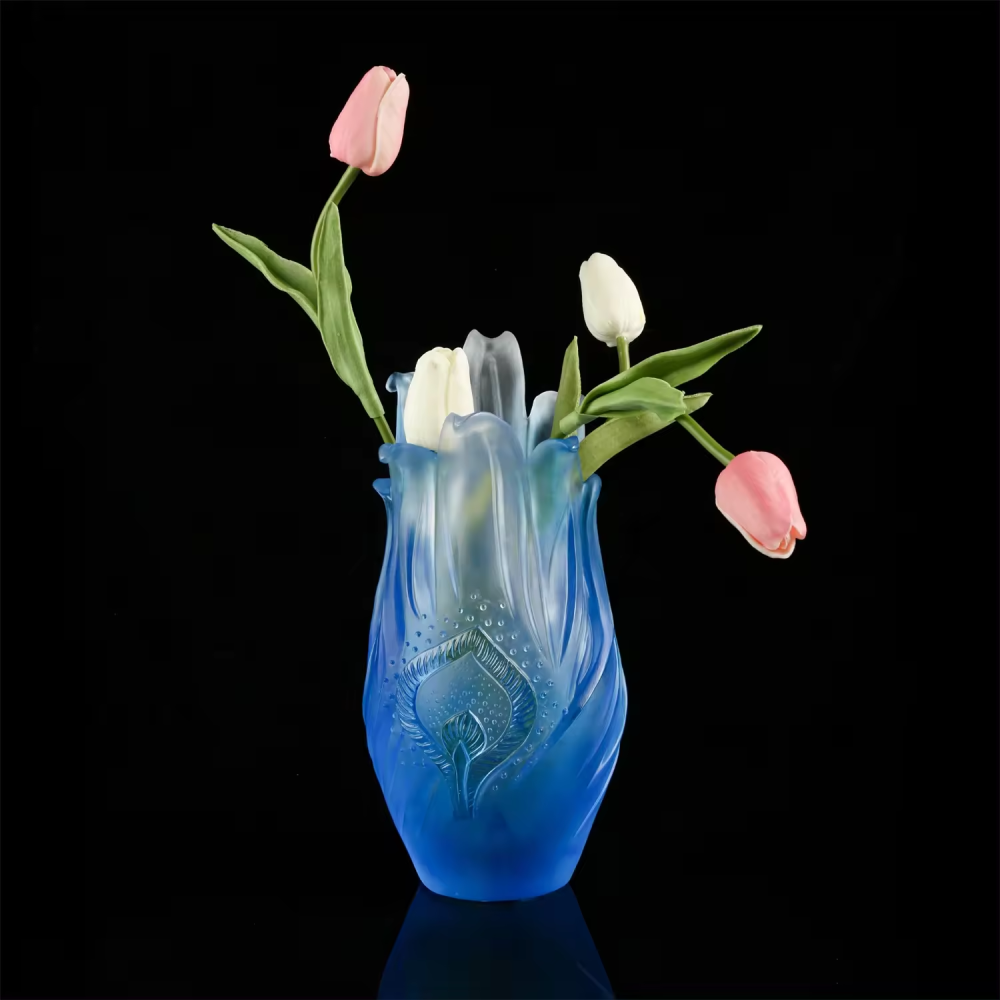 Wholesale Nordic Light Luxury Colorful High-value Crystal Vase Custom Middle-size Glass Flower Table Vase
