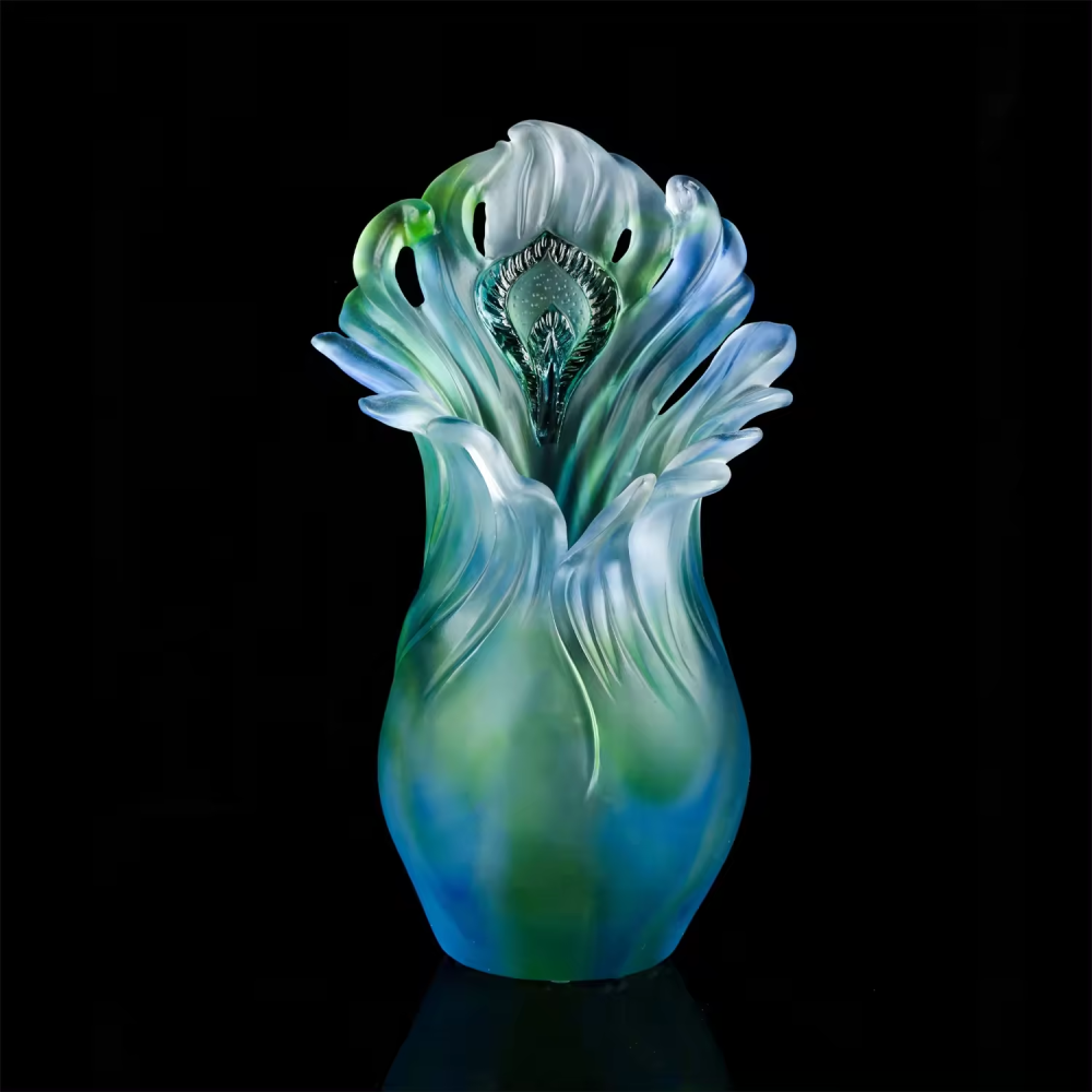 2022 beautiful design colorful crystal glass flower vase unique shape vase