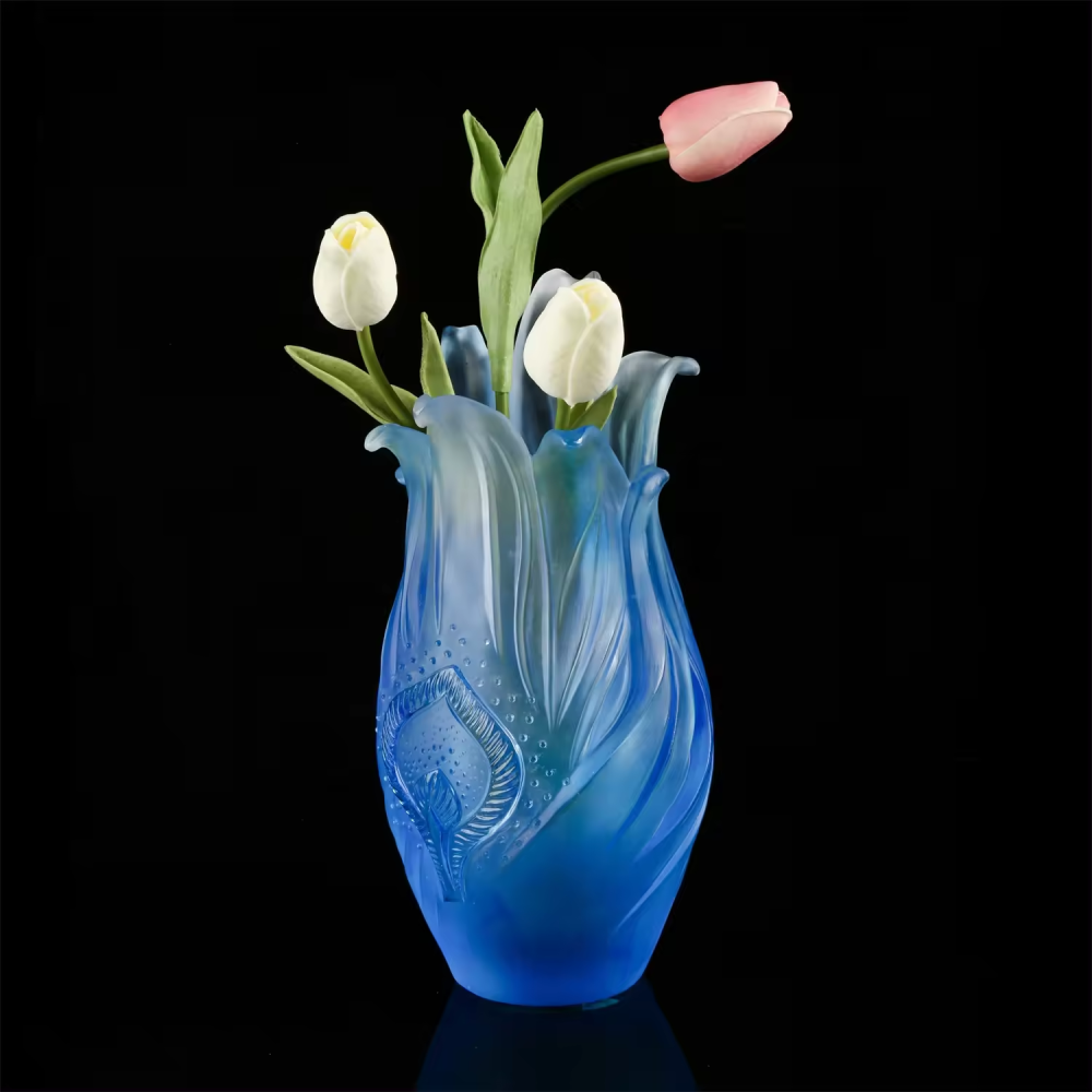 Wholesale Nordic Light Luxury Colorful High-value Crystal Vase Custom Middle-size Glass Flower Table Vase