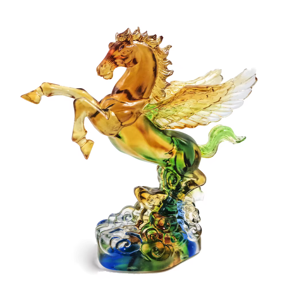 2022 Liuli Crafts Crystal Animal Statue Pegasus Crystal Texture Gemstone Crystal Animal Statue
