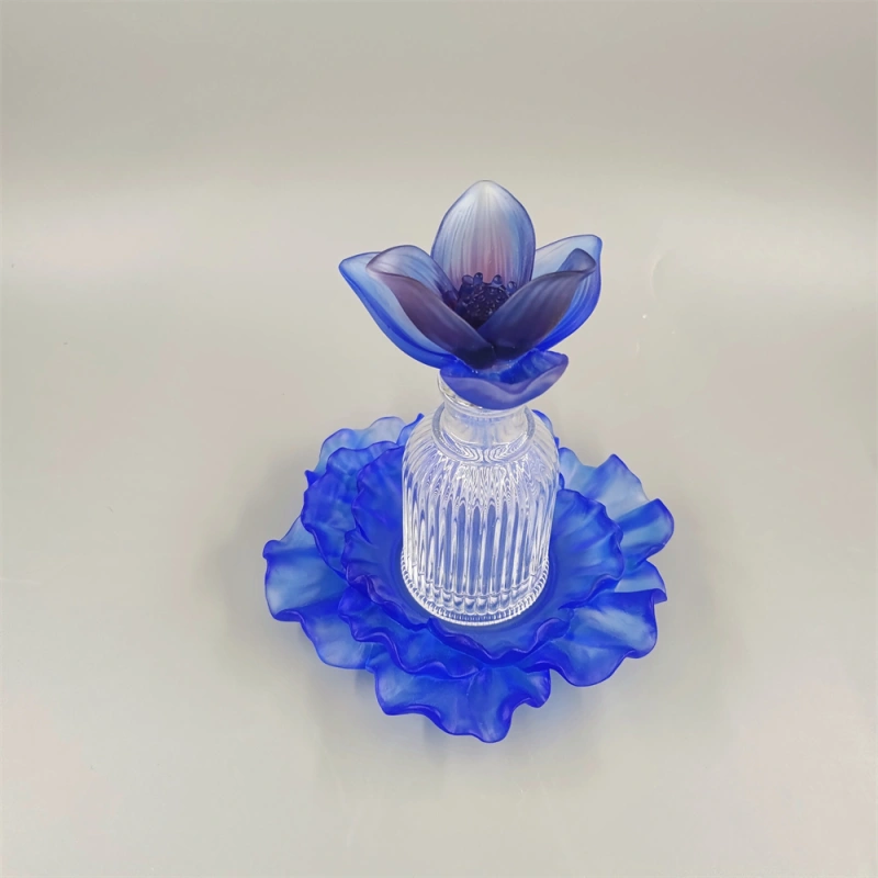 Decorations European Style Arab Style Handmade Crystal Cheap Crystal Perfume Bottle With Crystal Flower And Base