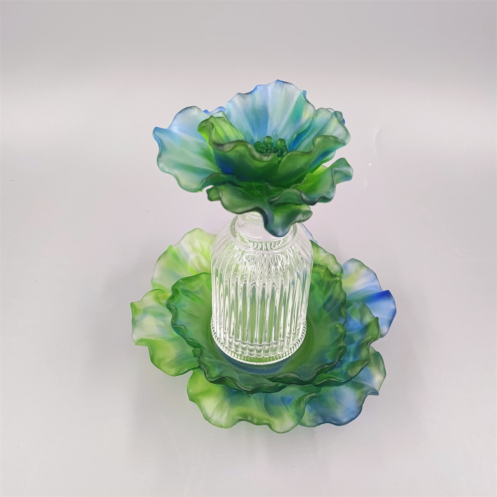 150 ml top flower crystal perfume bottle with crystal base round perfume bottle square perfume bottle