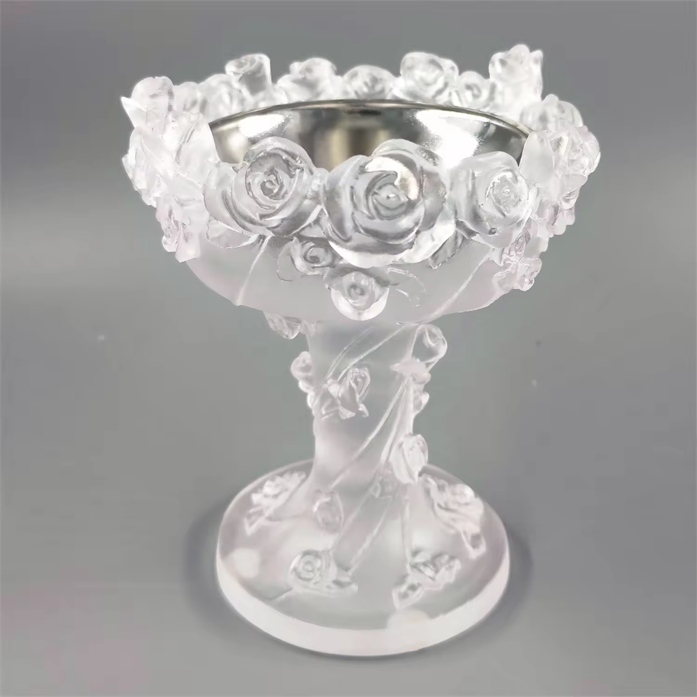 2024 Middle Eastern Style Hand Carved Crystal Incense Burner Liuli Rose Bakhoor Candle Holder