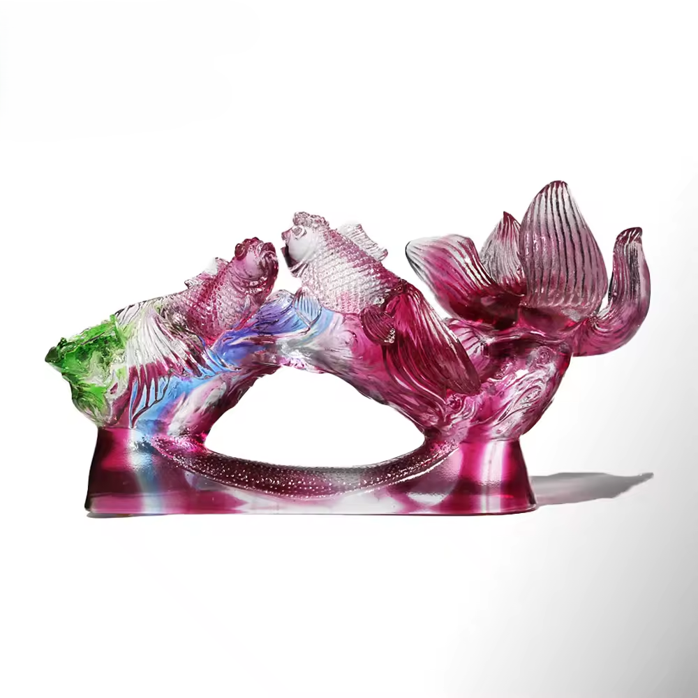 Support Customization Crystal Crafts Goldfish Animal Figurines Crystal Flower Statue Crystal Foundry Factory