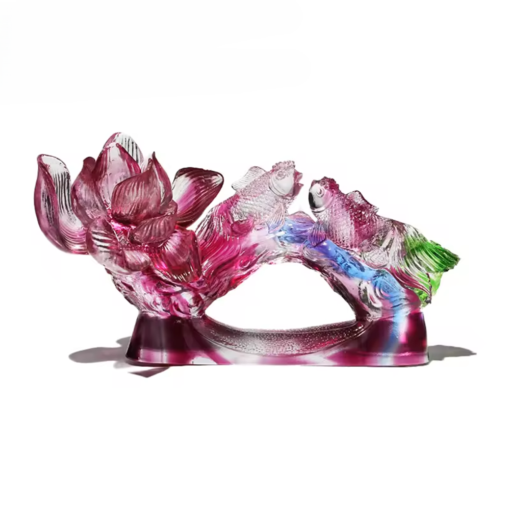 Support Customization Crystal Crafts Goldfish Animal Figurines Crystal Flower Statue Crystal Foundry Factory