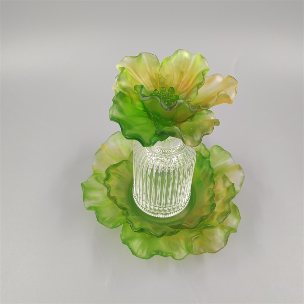 European-style crystal perfume bottle with colorful crystal flower head and crystal base