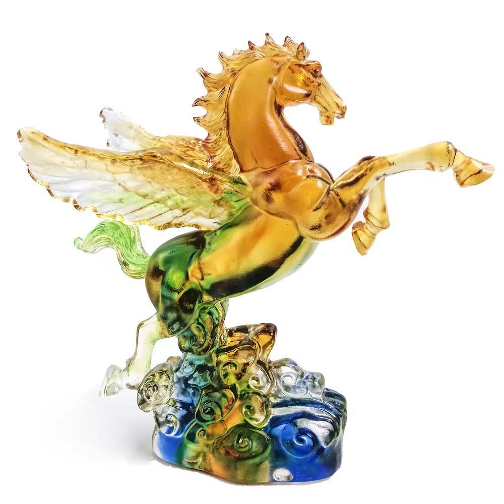 2022 Liuli Crafts Crystal Animal Statue Pegasus Crystal Texture Gemstone Crystal Animal Statue