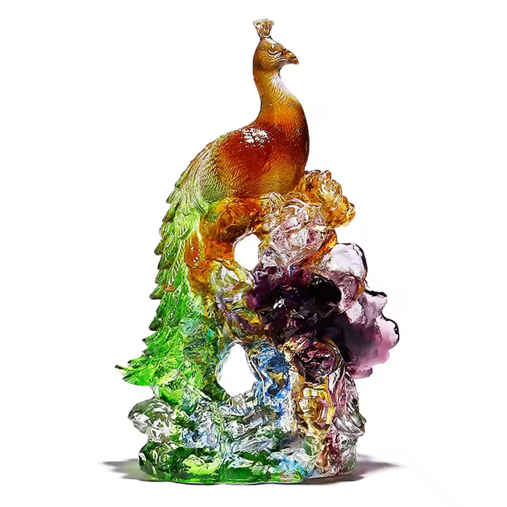 wholesale Crystal Supplier Business Gifts & Crafts Collection Home Decor Colorful Crystal Crafts Peacock