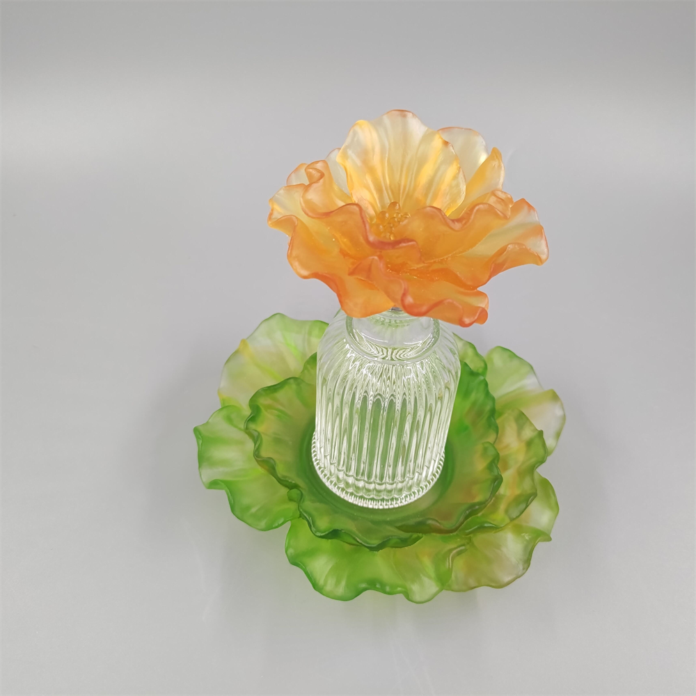 European-style crystal perfume bottle with colorful crystal flower head and crystal base