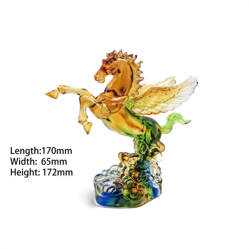 2022 Liuli Crafts Crystal Animal Statue Pegasus Crystal Texture Gemstone Crystal Animal Statue