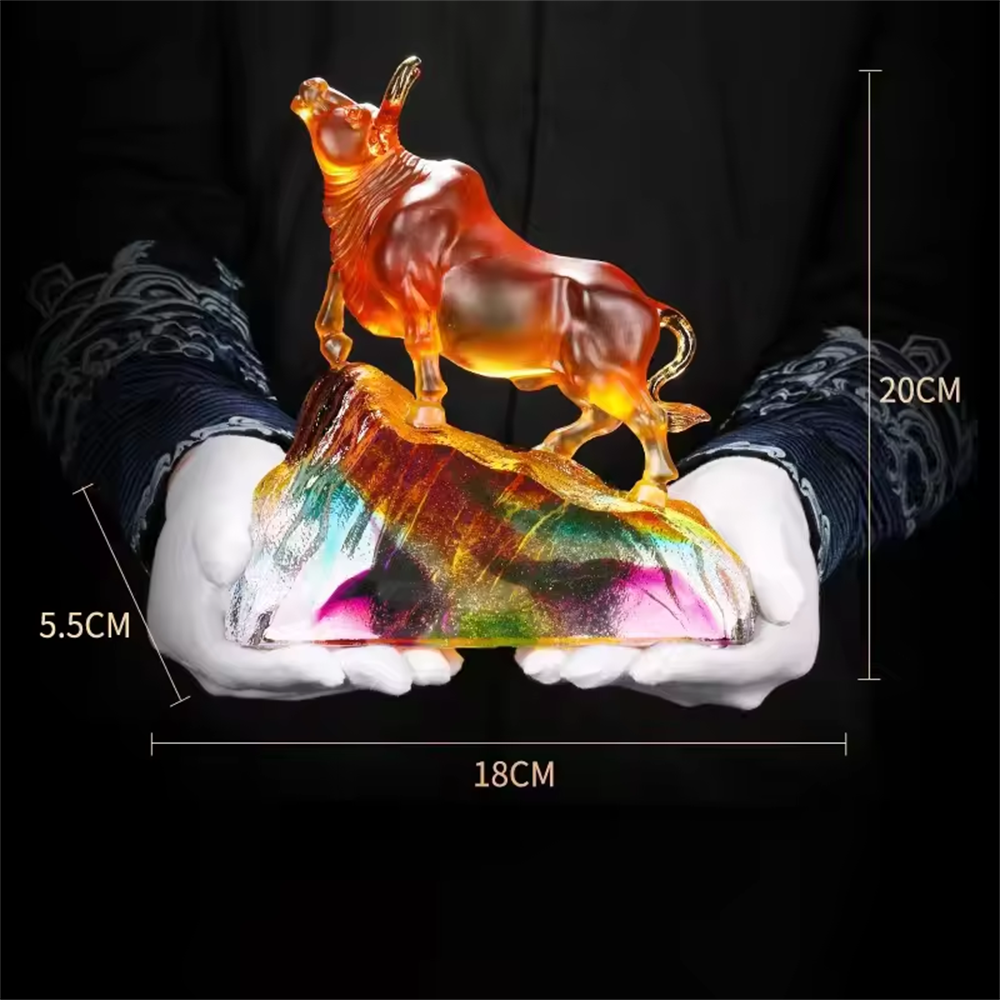 2022 Latest Crystal Animal Statue Liuli Crafts Bull Ornaments For Home Decoration And Giveaway