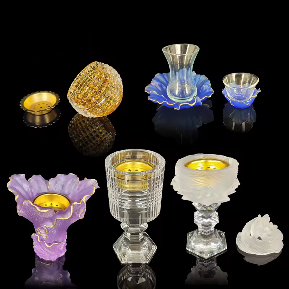 Crystal Medkhan Mubkhar Bakhoor Burner Crystal Arabic Coffee Cup Middle East Style Tea Saucer Set Crystal Incense Burner