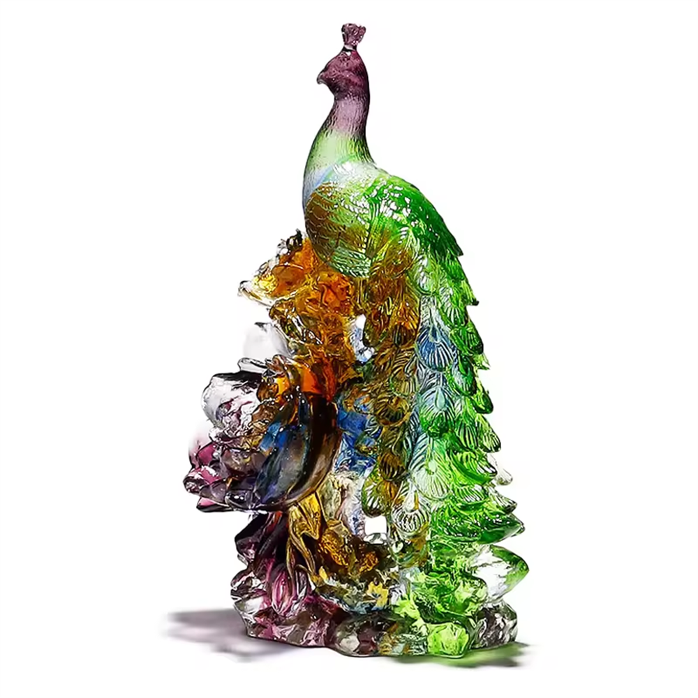 wholesale Crystal Supplier Business Gifts & Crafts Collection Home Decor Colorful Crystal Crafts Peacock