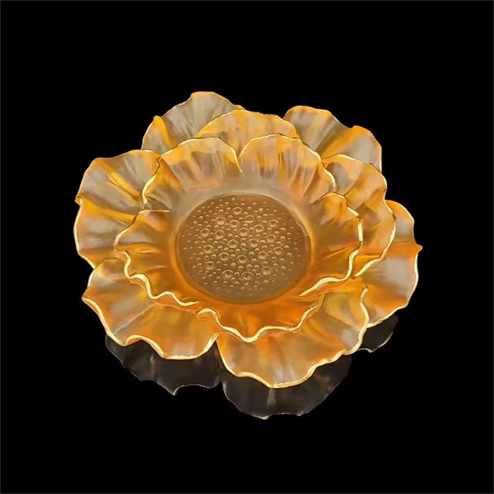 Custom luxury fragrance oil bottle with gold flower spray crystal perfume bottle