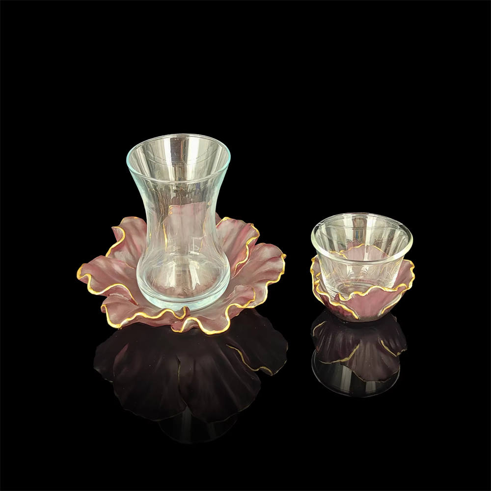 Crystal Medkhan Mubkhar Bakhoor Burner Crystal Arabic Coffee Cup Middle East Style Tea Saucer Set Crystal Incense Burner