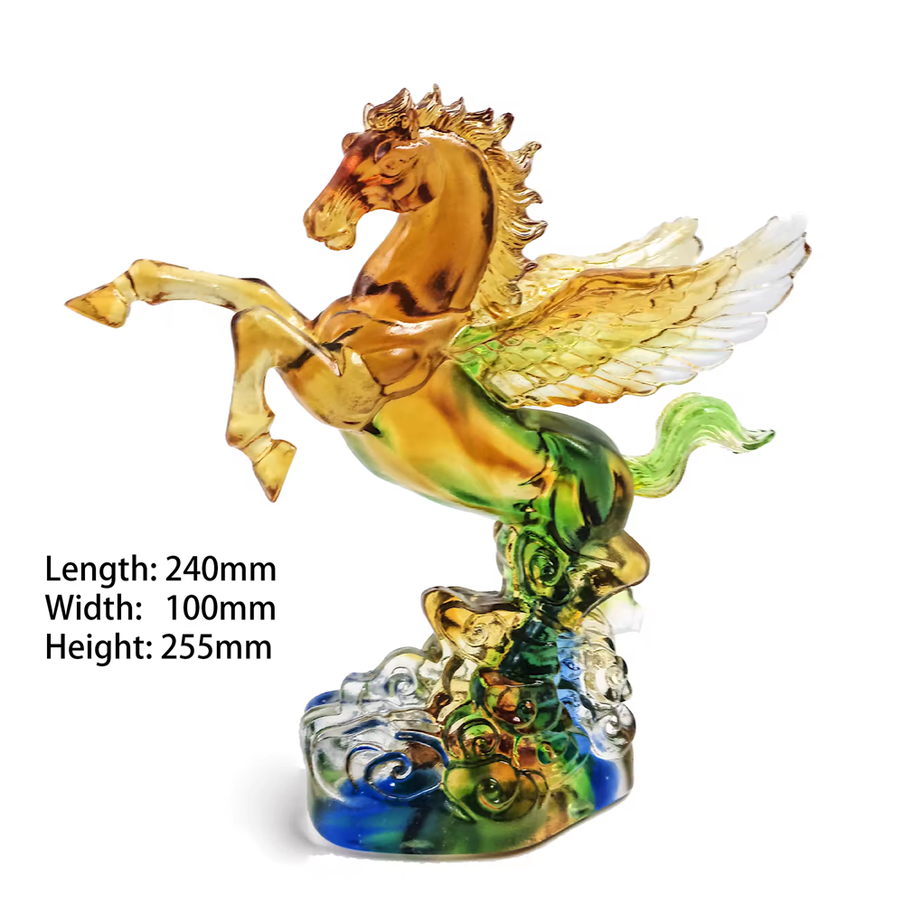 2022 Liuli Crafts Crystal Animal Statue Pegasus Crystal Texture Gemstone Crystal Animal Statue