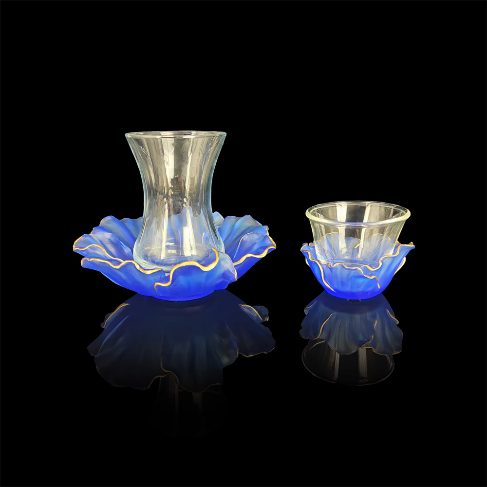 Crystal Medkhan Mubkhar Bakhoor Burner Crystal Arabic Coffee Cup Middle East Style Tea Saucer Set Crystal Incense Burner