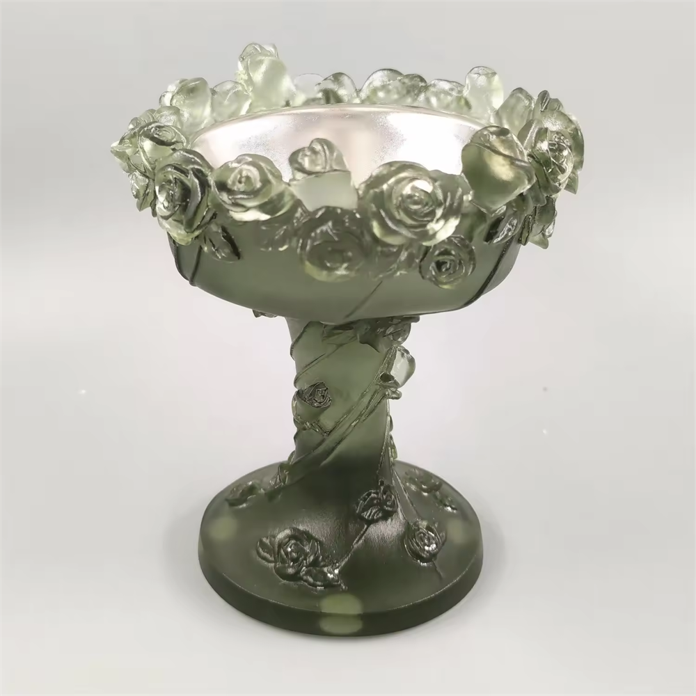 2024 Middle Eastern Style Hand Carved Crystal Incense Burner Liuli Rose Bakhoor Candle Holder