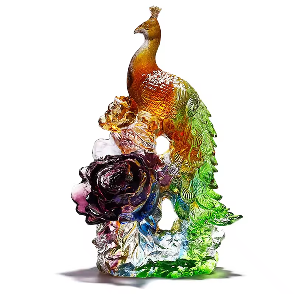 wholesale Crystal Supplier Business Gifts & Crafts Collection Home Decor Colorful Crystal Crafts Peacock