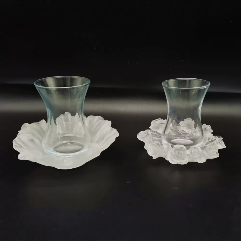 Crystal Medkhan Mubkhar Bakhoor Burner Crystal Arabic Coffee Cup Middle East Style Tea Saucer Set Crystal Incense Burner