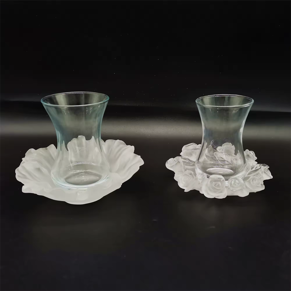 Crystal Medkhan Mubkhar Bakhoor Burner Crystal Arabic Coffee Cup Middle East Style Tea Saucer Set Crystal Incense Burner