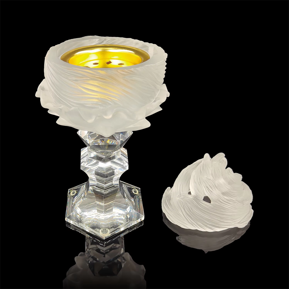 Crystal Medkhan Mubkhar Bakhoor Burner Crystal Arabic Coffee Cup Middle East Style Tea Saucer Set Crystal Incense Burner