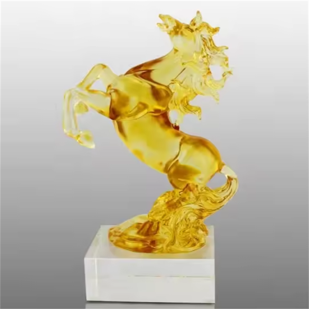 2017 latest pate-de-verre crystal standing horse figurine