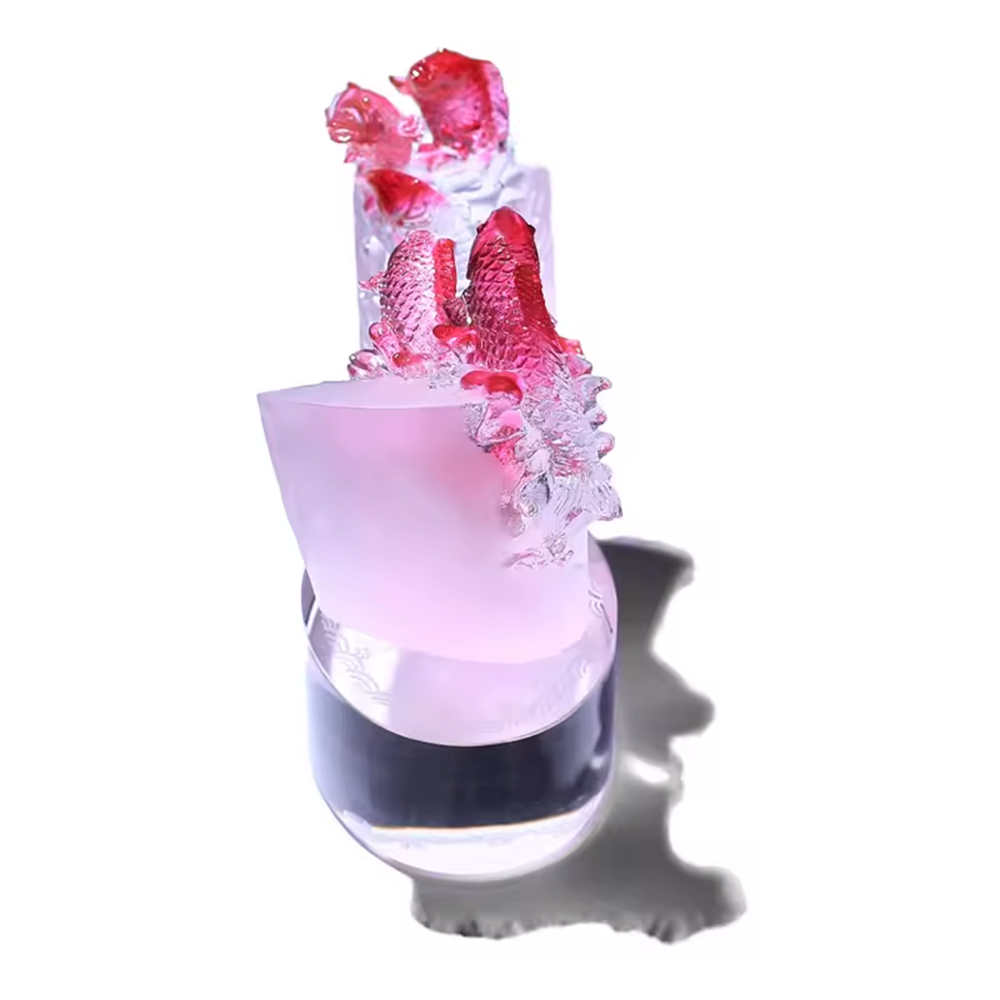 OEM ODM Colored Liuli Crystal Goldfish Wholesale Foundry Crystal Statue Sculpture Crystal Business Gift Ornament Crafts