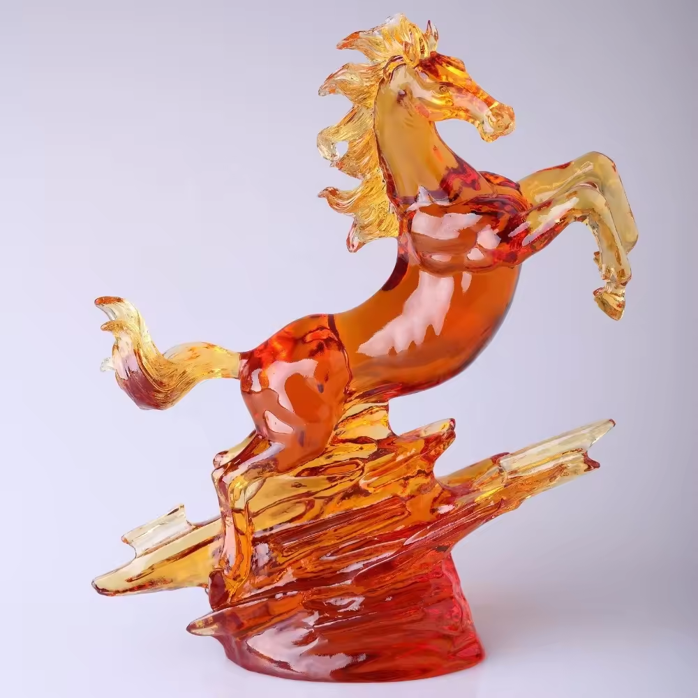 2017 latest pate-de-verre crystal standing horse figurine