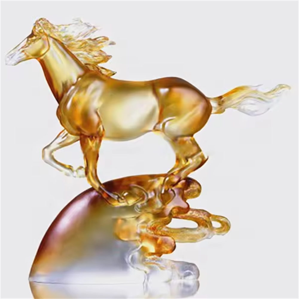 Liuli artificial crystal horse art decoration