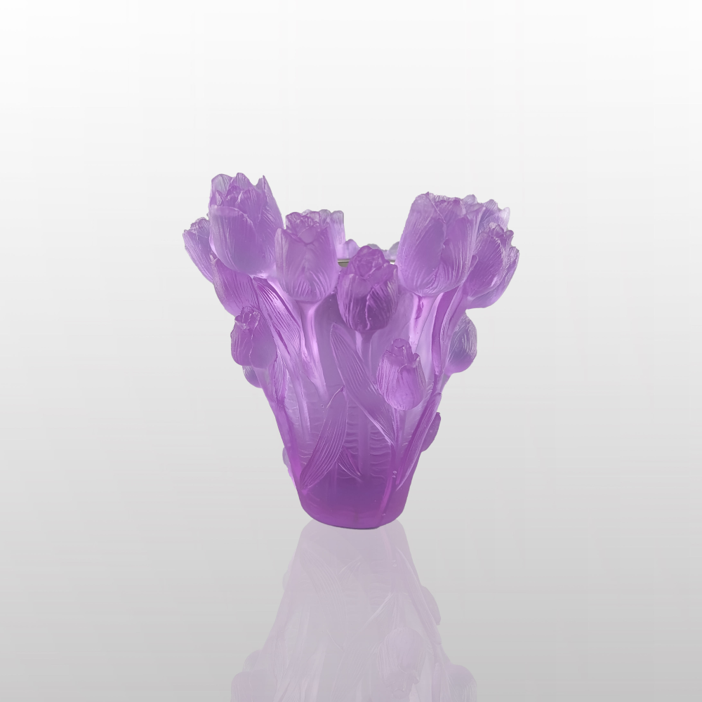 Purple Tulip Shape High-grade Crystal Vase Can Be Used As Burner Crystal Arabic Burner