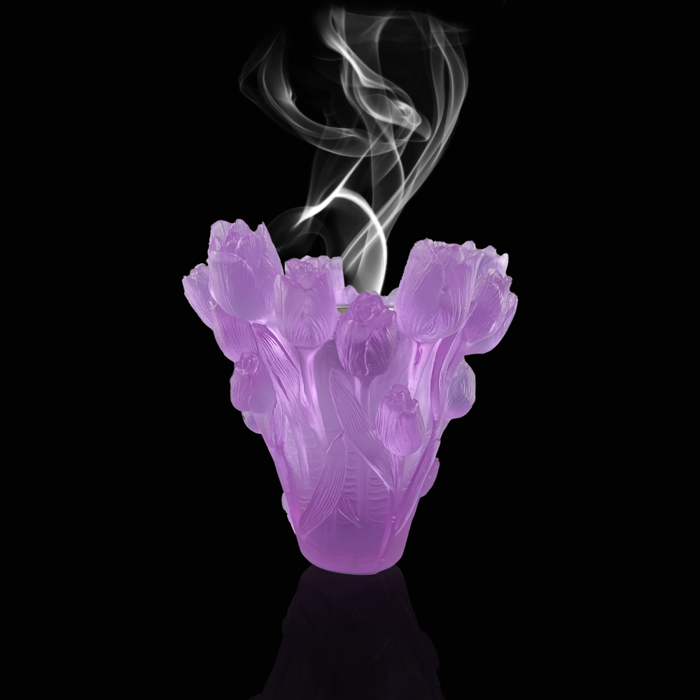Purple Tulip Shape High-grade Crystal Vase Can Be Used As Burner Crystal Arabic Burner