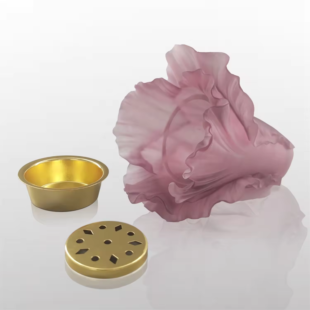 Middle Eastern Style Customized Crystal Carving Purple Tulip Bakhoor Burner Incense Burner For Wedding